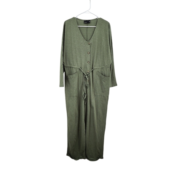 Asos Design Women's 100% Cotton Button Front Jumpsuit - 4 - Picture 1 of 7